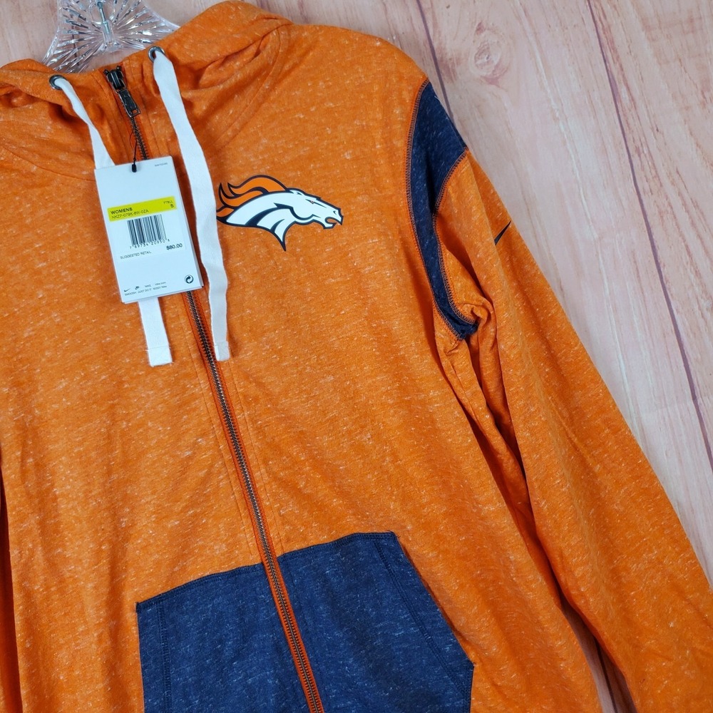 Nike Womens Sweatshirt Sz Small Orange Denver Broncos Football Full Zip - Picture 3 of 13